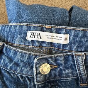 ZARA Medium Blue Denim Jeans with Branded Button